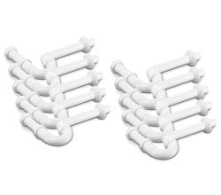 10er SET Röhrengeruchverschluss 1 1/4 Zoll mit waagerechtem 32 mm Abgang und Rosette