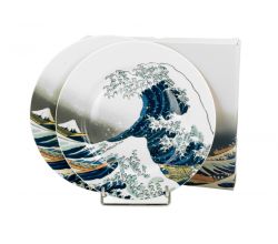 DUO ART GALLERY Dessertteller 2er Set THE GREAT WAVE inspired by K. Hokusai New Bone China Porzellan
