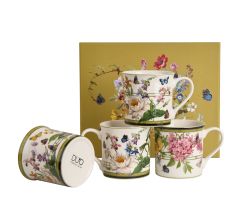DUO 4er-Set Becher FLORAL RHAPSODY, 400 ml, New Bone China Porzellan, in Geschenkbox