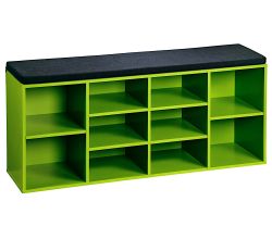 KESPER Schuhschrank / Sitzbank 15982-13 in grün mit Sitzkissen / Flurregal