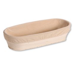 KESPER 19633 Brot- & Gärkorb aus Rattan, oval, 35 x 15 cm, Textilfutter abnehmbar / Gärkörbchen