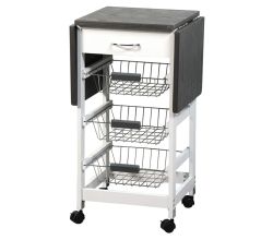 KESPER Küchenwagen 25816-13 mit 2 ausklappbaren Arbeitsplatten / Dekorfolie grau / Servierwagen