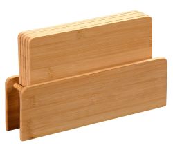 KESPER 58376 Brettchenständer mit 5 Brettchen aus Bambus / Frühstücksbrettchen