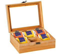 KESPER Teebox mit 6 Fächern und Sichtfenster / Tee-Box / Teebeutel Box / Teebeutel Aufbewahrung