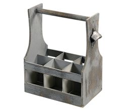 KESPER Flaschenträger ANTIK mit eingebautem Flaschenöffner / Tray / Six-Pack