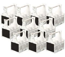 10er SET KESPER Soßen- u. Besteckträger in Vintage weiß mit Schreibtafel / Tischorganizer