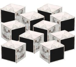10er SET KESPER Besteckbox 66277 aus FSC-zertifiziertem Sperrholz Vintage weiß mit Kreidetafel / Besteckbehälter