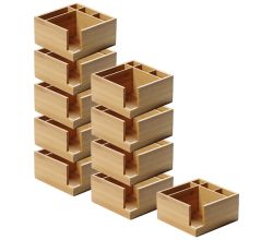 10er SET KESPER 70851 Serviettenspender-Besteckkasten 5-fach aus FSC-zertifiziertem Bambus / Besteckhalter / Box