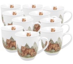 10er SET DUO WORLD OF ANIMALS Becher 400 ml BEARS New Bone China Porzellan