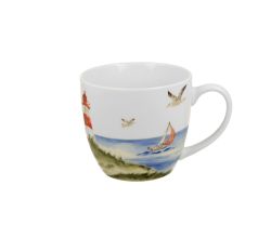 DUO Seaside Becher 460 ml LIGHTHOUSE (Leuchtturm) in Tragetasche, New Bone China Porzellan