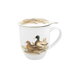 DUO World of Birds 400 ml Becher mit Teesieb WILD DUCK New Bone China Porzellan