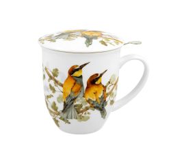 DUO World of Birds 400 ml Becher mit Teesieb EUROPEAN BEE-EATER New Bone China Porzellan