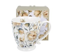 DUO Becher mit Fuß ENGLISH ROSES WHITE, 500 ml, New Bone China Porzellan
