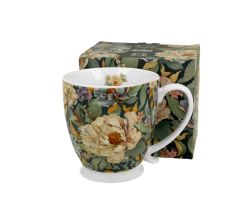 DUO FLOWERS ROYAL Becher 500 ml mit Fuß PEONY BLUE (Pfingstrose), New Bone China Porzellan
