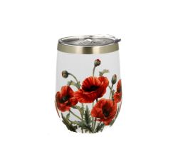 DUO Thermobecher CLASSIC POPPIES, 330 ml, Edelstahl, inkl. transparentem Kunststoffdeckel