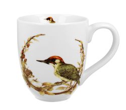 DUO World of Birds XXL Becher 1000 ml EUROPEAN GREEN WOODPECKER New Bone China Porzellan