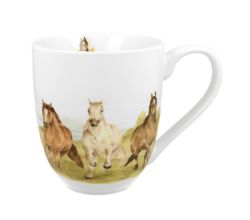 DUO ANIMALS XXL Becher 1000 ml PFERDE (Horses at Gallop) New Bone China Porzellan
