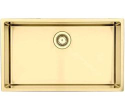 LAVABO Spüle KUBUS 700 soft in GOLD / MESSING ab 80 cm Schrankbreite / Ausschnittmaße: 720 x 420 / Edelstahlspüle