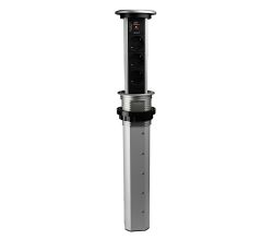 DesignLight LIFTBOX USB Automatisch - ALUMINIUM - 3x Schuko und USB A u. C / Steckdosenleiste / Schuko-Verteiler