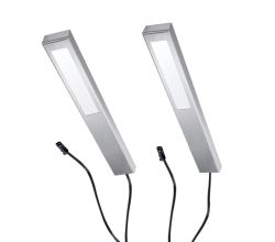 LED 46 Piccolo Set bestehend aus 2 Leuchten aus Edelstahl in warmweiß und einem LED Netztteil / Unterbauleuchten / Schrankleuchten / Leuchtensystem / Leuchte