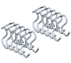 10er SET Kesseböhmer LINERO K 16 Doppel-Haken in CHROM matt / Relingsystem / Funktionssäulensystem HighLine / Doppelhaken