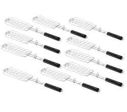 10er SET LEOPOLD Würstchen- und Hotdog Grillkorb / Würstchenwender / Wender