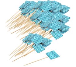 10er SET Fackelmann 31020 Partypicker / Spieß 14 cm, Fahne blau, 10x 50 Stk. im Beutel (500 Stk.)