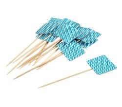 Fackelmann 31020 Partypicker / Spieß 14 cm, Fahne blau, 50 Stk. im Beutel