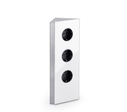 MIRA Eck Glas Eck-Steckdosenelement WEISS - Schuko 3-fach / Steckdosen