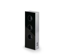 MIRA Glas-USB Steckdosenelement SCHWARZ - Schuko 3-fach und 2-fach USB Charger / Steckdosen / USB-Port