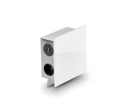 MIRA Quad Glas-USB Steckdosenelement WEISS - Schuko 3-fach und 2-fach USB / Steckdosen / USB-Port