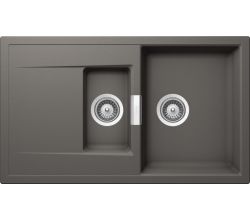 Schock Cristadur Spüle MONO D-150 in SILVERSTONE mit Excenterbedienung und Holzschneidbrett