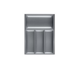 Besteckeinsatz MOVE Silbergrau, genarbt für 45er Schublade / Maße (BxT): 342 x 473,5 mm / Besteck-Einsatz / Einsatz / Besteckkasten / Schubladeneinsatz
