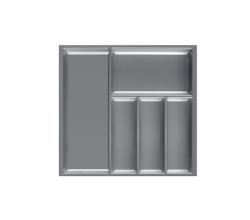 Besteckeinsatz MOVE Silbergrau, genarbt für 60er Schublade / Maße (BxT): 492 x 473,5 mm / Besteck-Einsatz / Einsatz / Besteckkasten / Schubladeneinsatz
