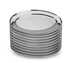 10er SET METALTEX Servierplatte 35 cm oval aus INOX / Edelstahlplatte / Platte