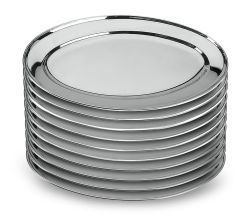 10er SET METALTEX Servierplatte 40 cm oval aus INOX / Edelstahlplatte / Platte