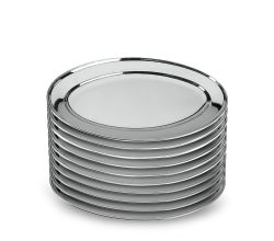 10er SET METALTEX Servierplatte 30 cm oval aus INOX / Edelstahlplatte / Platte