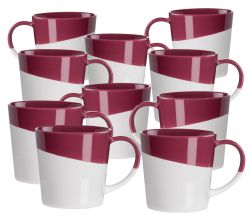 10er SET Maxwell & Williams DI0205 NEWPORT Becher ROT aus Porzellan / Trinkbecher