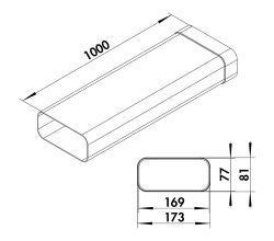 MF-VRM 1000 Lüftungsrohr mit Muffe 173a x 81a mm / Flachkanalrohr / Compair flow (System Ø 125)
