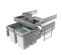 NABER 8012375 Abfallsammler Cox® Base 360 S/600-3 mit Base-Board u. Biodeckel, hellgrau, H 460 mm