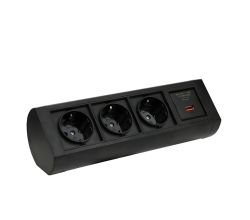 DesignLight 3-Fach Mehrfachsteckdose OFFICEBOX BLACK mit USB A und C / Tischsteckdose
