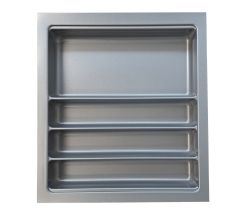 Besteckeinsatz Ordine für 50 cm Schrank, zuschneidbar (B 400-440 x T 450-490 mm), edelstahlfarbig, inkl. 2 Trennstege-Sets