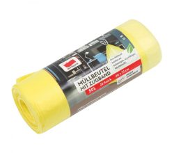 Müllbeutel 50 Liter mit Zugband, 20 Stk. auf Rolle, gelb / Mülleimerbeutel / Mülltüten / Abfallbeutel