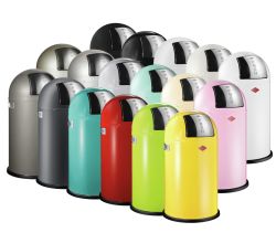 WESCO Abfallsammler PUSHBOY mit 50 Liter Volumen und Klappdeckel / Abfalleimer / Mülleimer