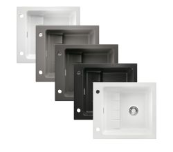 NABER Einbauspüle PickUP E mit Premium-Drehexzentergarnitur, ab 600 mm Schrankbreite, Keramik