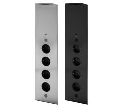 THEBO Energie-Ecksäule ST 3007 USB A+C in EDELSTAHL oder SCHWARZ / Mehrfachsteckdose / Ecksteckdose
