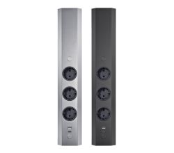 THEBO Energie-Ecksäule ST 3081/3 USB A+C in EDELSTAHL oder SCHWARZ / Mehrfachsteckdose / Ecksteckdose