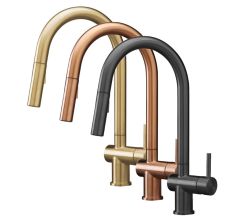 Reginox Armatur FLINT mit ausziehbarem Auslauf, Edelstahl PVD-Beschichtung in neuen PVD Farben 2025 / Küchenarmatur / Einhebelmischer / Mischbatterie