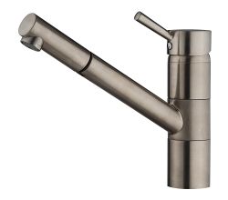 AquaCucina 40008-ESO Armatur PEPPER in EDELSTAHLOPTIK mit Zugauslauf / Küchenarmatur / Einhebelmischer