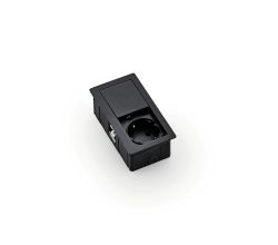 PLAZA 1 Steckdosenelement MATTSCHWARZ - Schuko 1-fach mit Schiebedeckel / Steckdosen